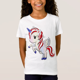 T-Shirt 4 juillet Américain Unicorne Pegasus Rainbow