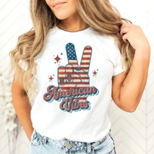 T-shirt 4 juillet Amérique Vibes Paix Vintage