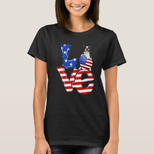 T-shirt 4 juillet Amour patriotique Boston Terrier América