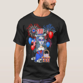 T-shirt 4 juillet Anime sucre crâne mange n Girls W