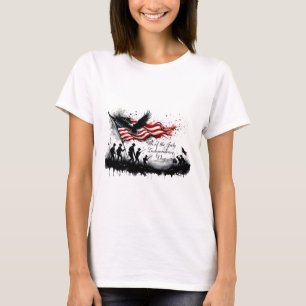 T-shirt 4 juillet art patriotique avec drapeau et soldats