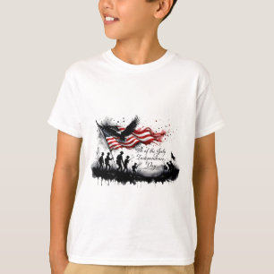 T-shirt 4 juillet art patriotique avec drapeau et soldats