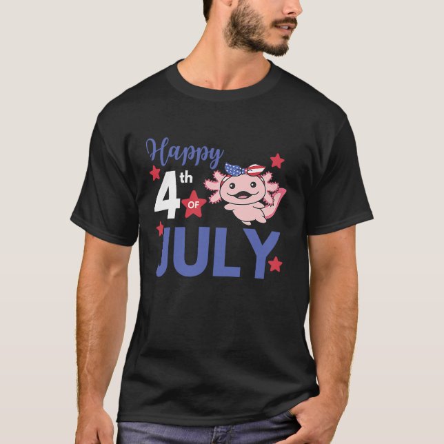 T-shirt 4 juillet Axolotal Américain Pour Enfants Cute Usa (Devant)