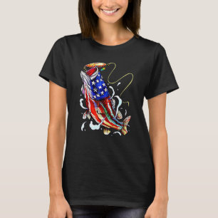 T-shirt 4 juillet Basse Pêche Drapeau Américain Patriotiqu
