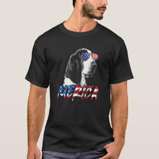 T-shirt 4 juillet Basset Hound Merica American Flag Patrio