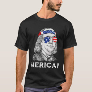 T-shirt 4 juillet Ben Franklin Merica USA Garçons Filles E
