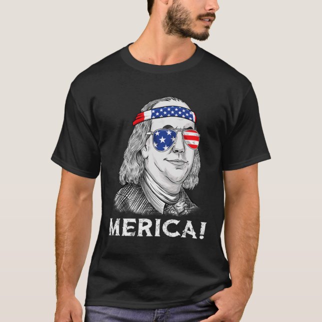 T-shirt 4 juillet Ben Franklin Merica USA Garçons Filles E (Devant)