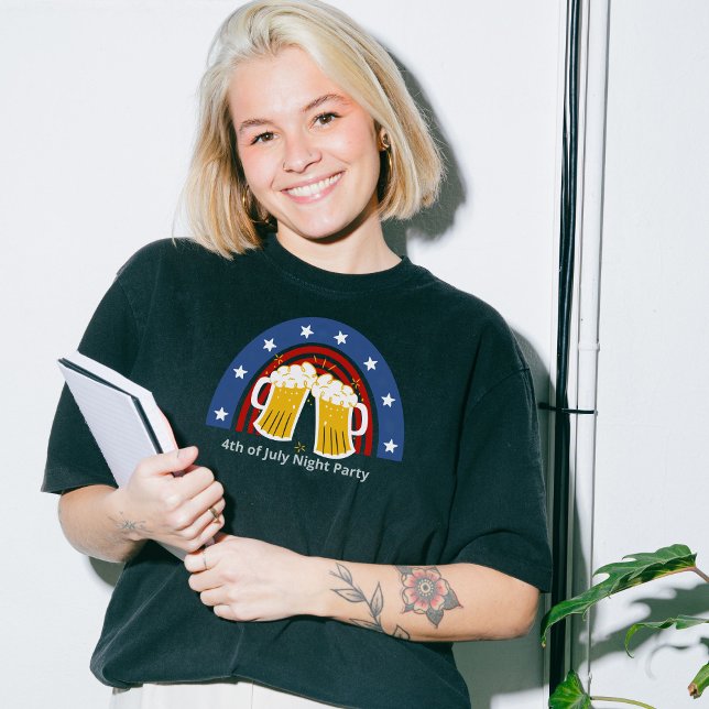 T-shirt 4 juillet bière (Take your Glass and toss it! let's have fun on 4th of july )