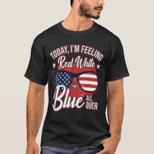 T-shirt 4 juillet bleu rouge blanc