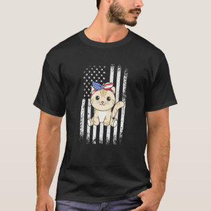 T-shirt 4 juillet chat américain pour enfants mignon chat