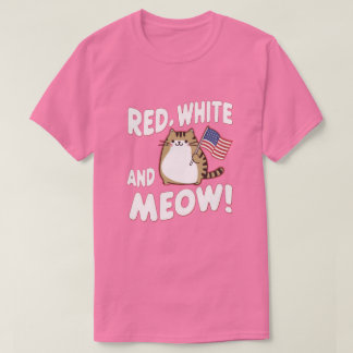 T-shirt 4 Juillet, chat mignon tenant un drapeau d'usa