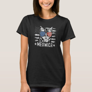 T-shirt 4 juillet Chat Patriotique Avec Drapeau Lunettes d