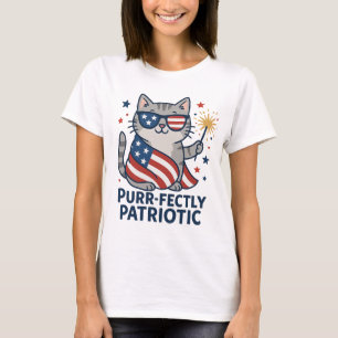 T-shirt 4 juillet chat Purr-parfaitement patriotiq