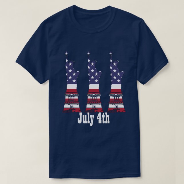 T-shirt 4 juillet, Chemise américaine du drapeau de la Lib (Design devant)