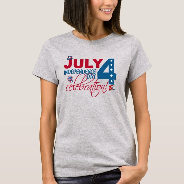 T-shirt 4 JUILLET Chemise de fête, double face (Devant)