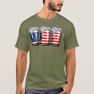 T-shirt 4 juillet Chemises pour hommes Beer Drapeau améric