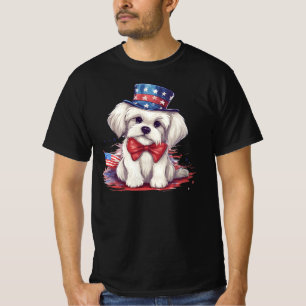 T-shirt 4 juillet Chien blanc mignon Chien-43568