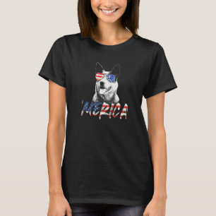 T-shirt 4 Juillet Chien Heeler bleu Merica Patriotique US