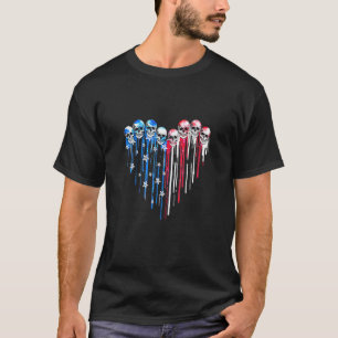 T-shirt 4 juillet Coeur du crâne Drapeau américain Patriot