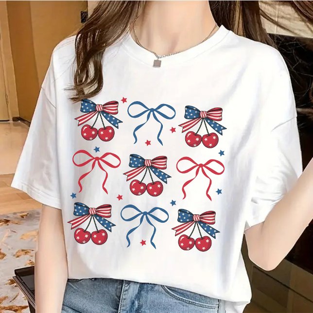 T-shirt 4 juillet Coquette Bow Shirt, Patriotique USA Tee (4th of July shirt, coquette bow shirt, patriotic shirt, USA flag shirt, America shirt, birthday gift)