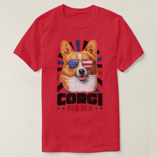 T-shirt 4 juillet Corgi Mama (Design devant)