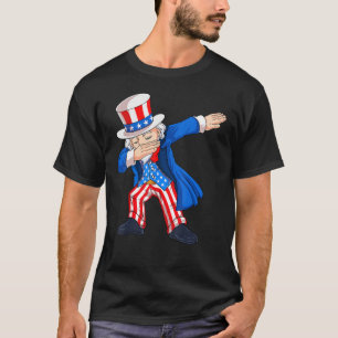 T-shirt 4 juillet Dabbing Oncle Sam American Flag Kids B