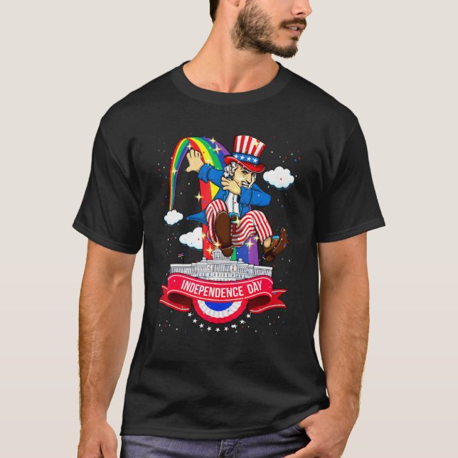 T-shirt 4 juillet Dabbing Oncle Sam Usa Drapeau Enfants Ad (Devant)