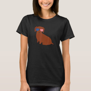 T-shirt 4 juillet Dachshund Doxie Chien Patriotique Usa Am