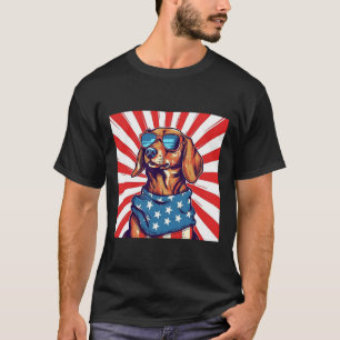 T-shirt 4 juillet dachshund drôle chien saucisse weenie us