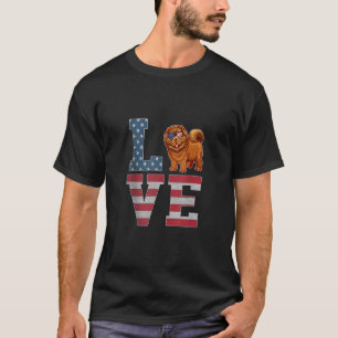 T-shirt 4 juillet Décor Amour Patriotique Chow Chow Chien 