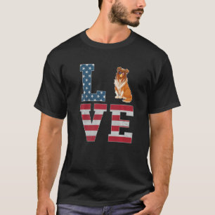 T-shirt 4 juillet Décor Amour Patriotique Rough Collie Chi
