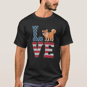 T-shirt 4 juillet Décor Amour Patriotique Shiba Inu Chien