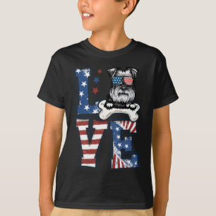 T-shirt 4 juillet Décor Patriotic Love Schnauzer Chien Usa
