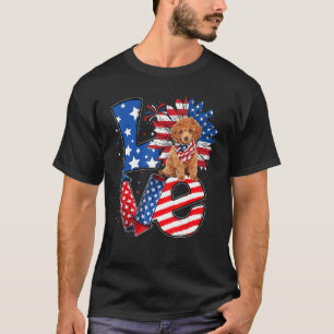 T-shirt 4 juillet Décor Patriotique LOVE Toy Poodle Dog US