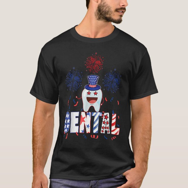 T-shirt 4 juillet Dentaire dentaire Patriotique Docteur De (Devant)