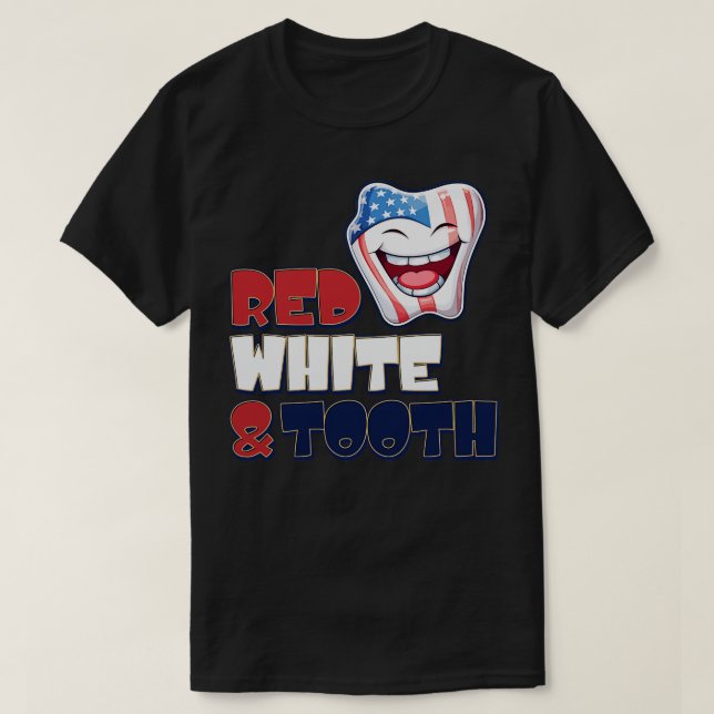 T-shirt 4 juillet Dentiste Blancs Rouge (Design devant)