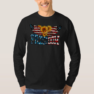 T-shirt 4 juillet Drapeau Américain Aime La Liberté Avec S