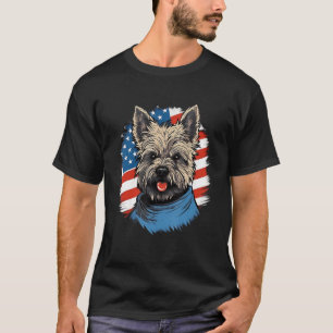 T-shirt 4 juillet Drapeau américain Cairn Terrier Dog
