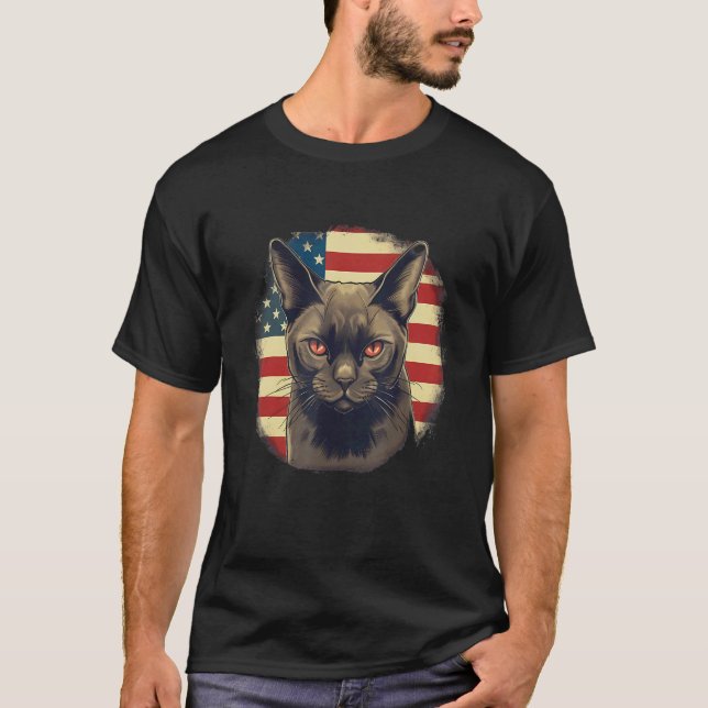 T-shirt 4 juillet drapeau américain chat birman 2 (Devant)