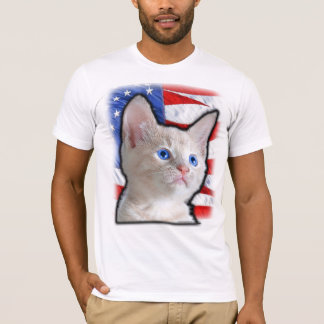 T-shirt 4 juillet Drapeau Américain Cute Patriotique Kitte