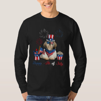 T-shirt 4 juillet Drapeau américain mignon Shih Tzu chien