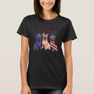 T-shirt 4 juillet Drapeau Américain Pour Chien