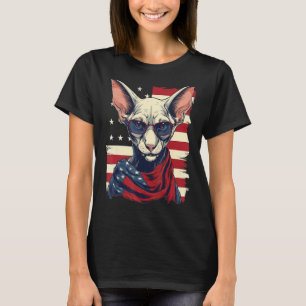 T-shirt 4 juillet Drapeau américain Sphinx sans cheveux