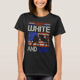 T-shirt 4 juillet Drapeau américain Vache blanche rouge bl