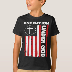T-shirt 4 juillet Drapeau chrétien patriotique Une nation