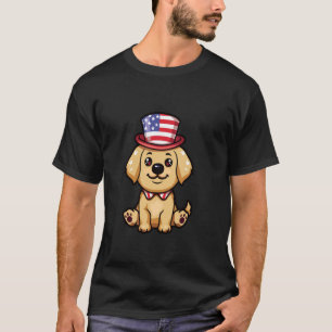 T-shirt 4 juillet Drapeau du chien Golden Retriever