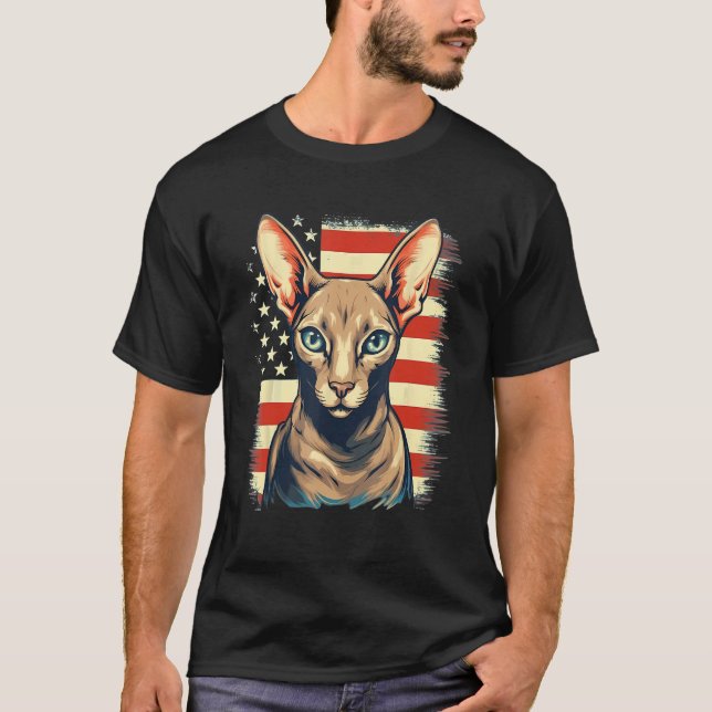 T-shirt 4 juillet Drapeau Oriental Shorthair Chat 1 (Devant)