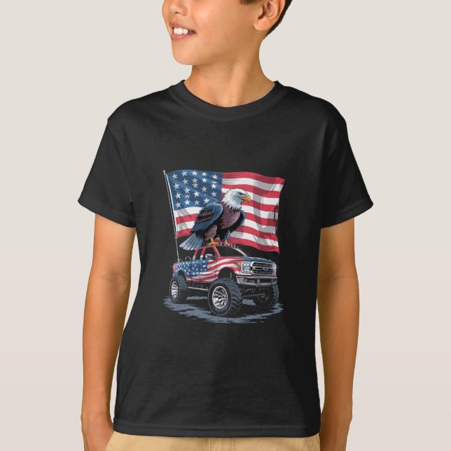 T-shirt 4 juillet Drapeau Patriotique Américain Eagle USA (Devant)