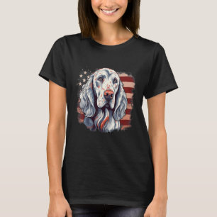 T-shirt 4 juillet Drapeau US Anglais Setter Dog