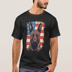 T-shirt 4 juillet Drapeau US Chien Malinois Belge